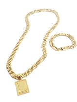 Kit Cordão Pulseira Pingente Banhado Ouro Modelo Grumet 13Mm Kit Cordão Pulseira Pingente Banhado Ouro Modelo Grumet 13Mm