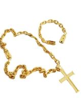 Kit Cordão Pulseira Pingente Banhados A Ouro Modelo Cadeado