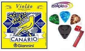 Kit Cordas Violão Aço c/ Bolinha - Canário GESWB +Acessórios