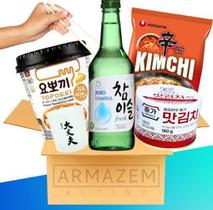 Kit Coreano 5 Itens Kimchi, Lamen, Soju, Yopokki & Copo