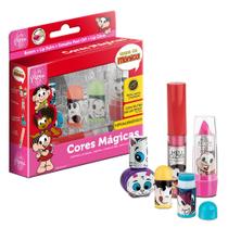 Kit Cores Magicas Maquiagem Infantil com lip Balm + batom + Esmalte Peel-Off e Lip Gloss Turma Da Mônica