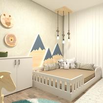 Kit Cori com Cama Casal e Armário Baixo Montessoriano Branco Kit Cori com Cama Casal e Armário Baixo Montessoriano Branco