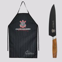 Kit Corinthians Avental Churrasqueiro e Faca Premium