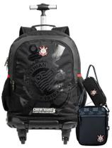 Kit Corinthians Mochila De Rodas + Lancheira + Estojo Duplo