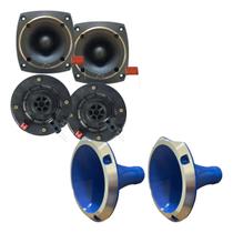 Kit corneteira 2x2 compet completo corneta aluminio cor:azul