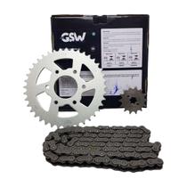 Kit Coroa Corrente Pinhão Gsw Dominar 200 sem Retentor Kit Coroa Corrente Pinhão Gsw Dominar 200 sem Retentor