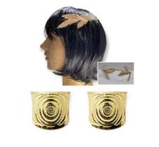 Kit Coroa Deusa Grega Folhas De Louro C/ 2 Braceletes
