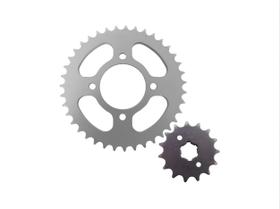 Kit Coroa e Pinhão Biz C100/100 33-14 Aço 1045 Riffel Titanium