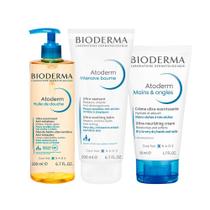 Kit Corporal Bioderma Atoderm - Óleo de Banho e Creme e Creme para Mãos e Unhas Kit Corporal Bioderma Atoderm - Óleo de Banho e Creme e Creme para Mãos e Unhas