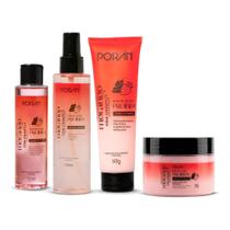 Kit Corporal Morango e Chantily Poran Proibida - Body Splash, Hidratante, Esfoliante, Óleo Corporal