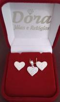 Kit corrente com brinco Coração Prata 925 CON0016