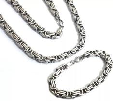 Kit Corrente E Pulseira Aço Inoxidável 316l Cirurgico Masculino Bali Peruana Estilo Corrente De Bicicleta