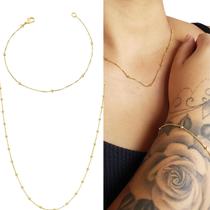 Kit corrente e pulseira feminina bolinhas ouro 18k banhada