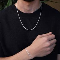 Kit Corrente e Pulseira Grumet 2 mm de Prata