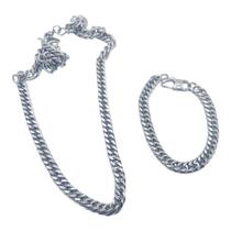 kit Corrente e pulseira Grumet Elo Duplo Aço Inox Grossa kit Corrente e pulseira Grumet Elo Duplo Aço Inox Grossa