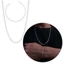 Kit Corrente e pulseira Prata 925 homem Piastrine 2mm 60cm Kit Corrente e pulseira Prata 925 homem Piastrine 2mm 60cm