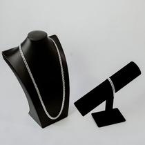 Kit corrente elo duplo 7mm 70cm com pulseira 7mm 20cm prata 925 masculina cordão