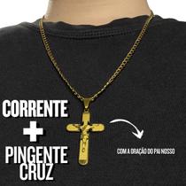 Kit Corrente Grumet 60cm Pingente Jesus na Cruz Colar Fé Oração Proteção Aço Masculino Feminino Unissex Religioso Presente Fé Pai Nosso Deus Amém Kit Corrente Grumet 60cm Pingente Jesus na Cruz Colar Fé Oração Proteção Aço Masculino Feminino Unissex Religioso Presente Fé Pai Nosso Deus Amém