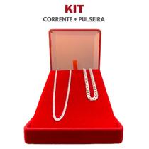 Kit Corrente Grumet 925 Masculina+ Pulseira Grumet Prata 5Mm