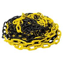 KIT Corrente Plastica Sinalizacao Preta/Amarela Elo Pequeno 25 Metros - PLASTCOR