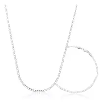 Kit Corrente Pulseira Grumet Masculino Prata 925