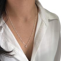 Kit Corrente Singapura Pingente Coração Prata 925