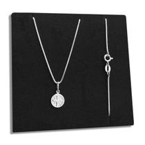 Kit Corrente Veneziana e Pingente Medalha São Bento Prata 925 Legítima Original