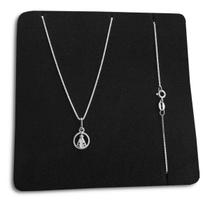 Kit Corrente Veneziana e Pingente Nossa Senhora Aparecida Pedra Zircônia Prata 925 Legítima