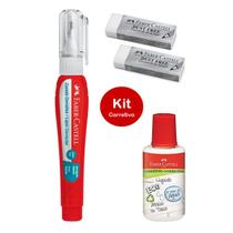 Kit Corretivo Escolar Branquinho Faber Castell com Caneta Corretiva + Borracha Dust + Corretivo Pincel 4pcs Kit Corretivo Escolar Branquinho Faber Castell com Caneta Corretiva + Borracha Dust + Corretivo Pincel 4pcs
