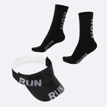 Kit Corrida HUPI Viseira e Meia Run Preto