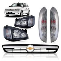 Kit Corsa Hatch 2003 A 2007 Sport Farol Lanterna Fumê Grade
