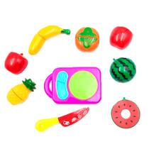 Kit Corta Frutas Divertidas 7 Peças Brinquedo Para Menina Crianças Diversão Criatividade Baby Colorido Cozinha Mini Feirinha Faz de Conta tiras autocolantes Kids Educativo - Picapau