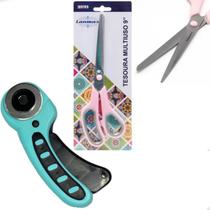 Kit Cortado Circular E Tesoura Multiuso 9 Polegada Tecido Kit Cortado Circular E Tesoura Multiuso 9 Polegada Tecido