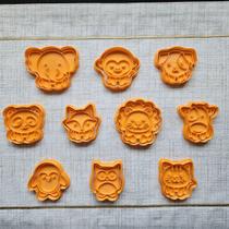 Kit Cortador de Biscoitos e Massas de Animais Bichos Bichinhos Fofos para Festas Com Carimbo