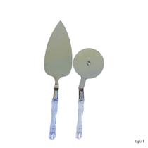 Kit Cortador de Pizza Com Espatulas 2 Peças Aço Inox Acrilico.