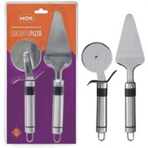 Kit Cortador De Pizza Mais Espátula Aço Inox Mor Kit Cortador De Pizza Mais Espátula Aço Inox Mor