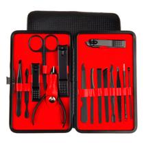 Kit Cortador De Unha Manicure Completo 15 Pç Com Estojo Alicate Tesoura Pinça