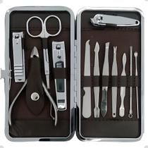 Kit Cortador De Unha Manicure Estojo 12pçs Unissex Portatil Preto -