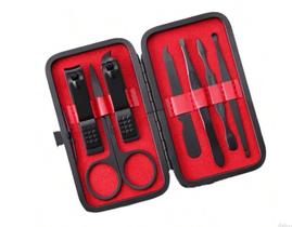 Kit Cortador de Unha Portátil em Aço Inox Manicure Estojo Preto Masculino Cuticula Tesoura 7