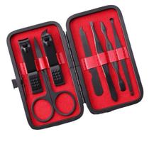 Kit Cortador de Unha Portátil em Aço Inox - Manicure Estojo Preto Masculino Cuticula Tesoura 7 Peças - ArtHouse
