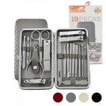 Kit Cortador de Unhas 19 em 1 Conjunto de Manicure Pedicure de Aço Inoxidável Eletromex EL-1555