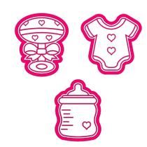 Kit Cortador e Carimbo Chá de Bebê 3D 1 - Ref.1039 - 5,5cm - 3 unidades - RR Cortadores - Rizzo