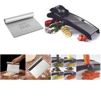 Kit Cortador Fatiador Mandolin Inox e Espátula Multiuso 15cm