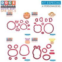 Kit Cortador Modular Infantil Safari Baby 4 personagens Leão Hipopótamo Girafa Macaco Original