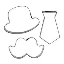 Kit Cortador Pai 1G Bigode/Gravata/Chapéu - Ref. 421 - RR Cortadores - Rizzo Confeitaria