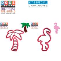 Kit Cortador Pasta Americana Festa Havaiana Tropical Flamingo e Coqueiro 2pc Kit Cortador Pasta Americana Festa Havaiana Tropical Flamingo e Coqueiro 2pc