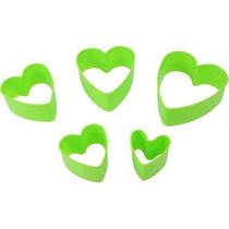 Kit Cortador Plástico Coração 5 pç Confeitudo Rizzo Confeitaria