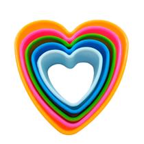 Kit Cortador Plastico Coração - FT080 - 5 unidades - Silver Plastic - Rizzo Kit Cortador Plastico Coração - FT080 - 5 unidades - Silver Plastic - Rizzo