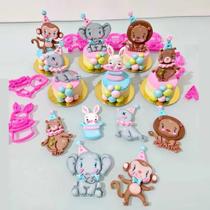 Kit Cortadores 3D Animais Circo Elefante Leão Macaco