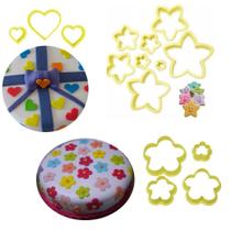 Kit Cortadores Coração Estrela 8pçs E Flor 4pçs Blue Star Kit Cortadores Coração Estrela 8pçs E Flor 4pçs Blue Star